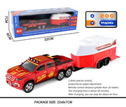 1:64 Mini 2.4 GHz Rechargeable 6 Wheels Remote Control Pickup Truck with Trailer