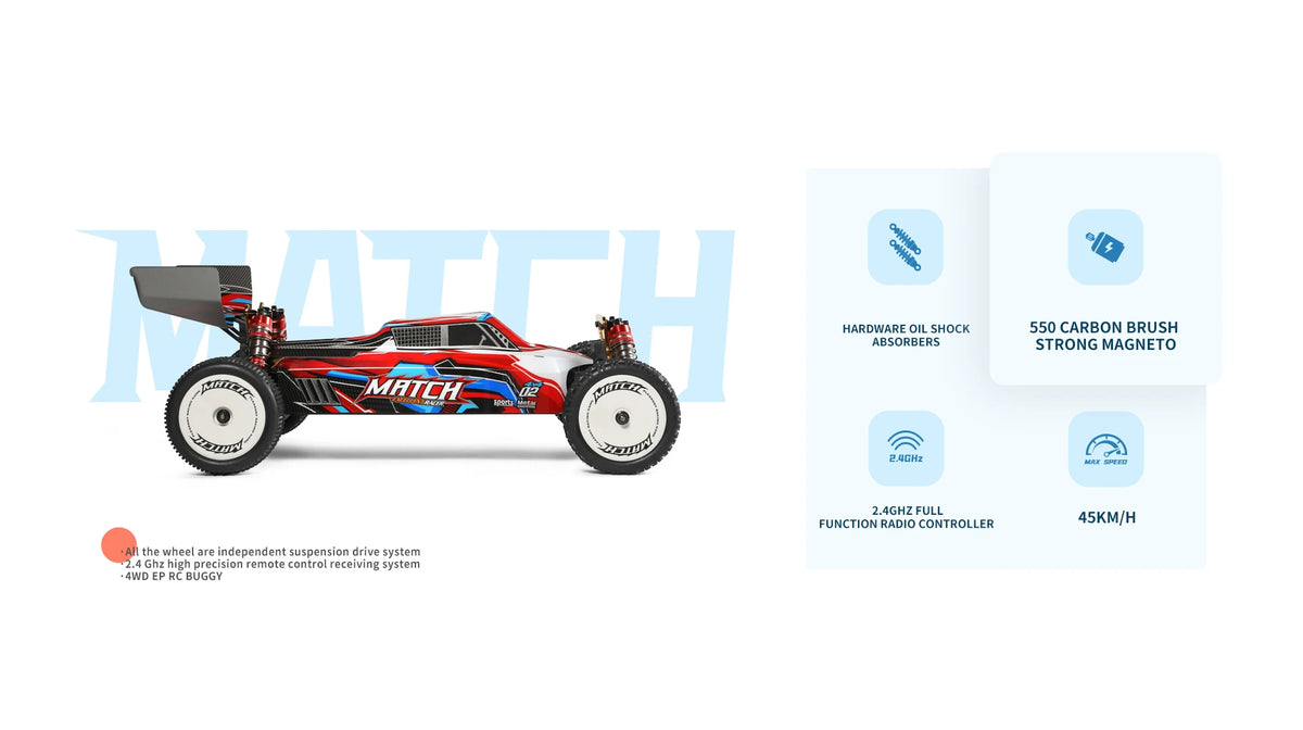 スティクノリ WLtoys 104001 Brushed 45km/h Metal Chassis 4WD Electric High Speed