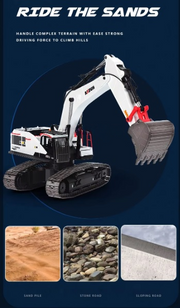Huina 1594 1:14 RC Excavator 22CH 2.4GHz Alloy Metal Construction Vehicle with 4 Interchangeable Attachments