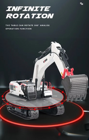 Huina 1594 1:14 RC Excavator 22CH 2.4GHz Alloy Metal Construction Vehicle with 4 Interchangeable Attachments