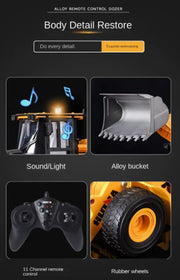 Huina 1552 1:16 11CH RC Loader Bulldozer Alloy Engineering Construction Truck with Lights