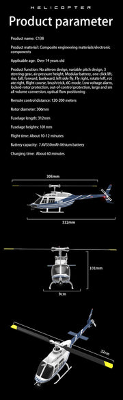 RC ERA C138 1:33 Bell 206 Altitude Hold 2.4G Genuine 6-Axis Gyro Remote Control Helicopter