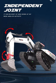 Huina 1594 1:14 RC Excavator 22CH 2.4GHz Alloy Metal Construction Vehicle with 4 Interchangeable Attachments