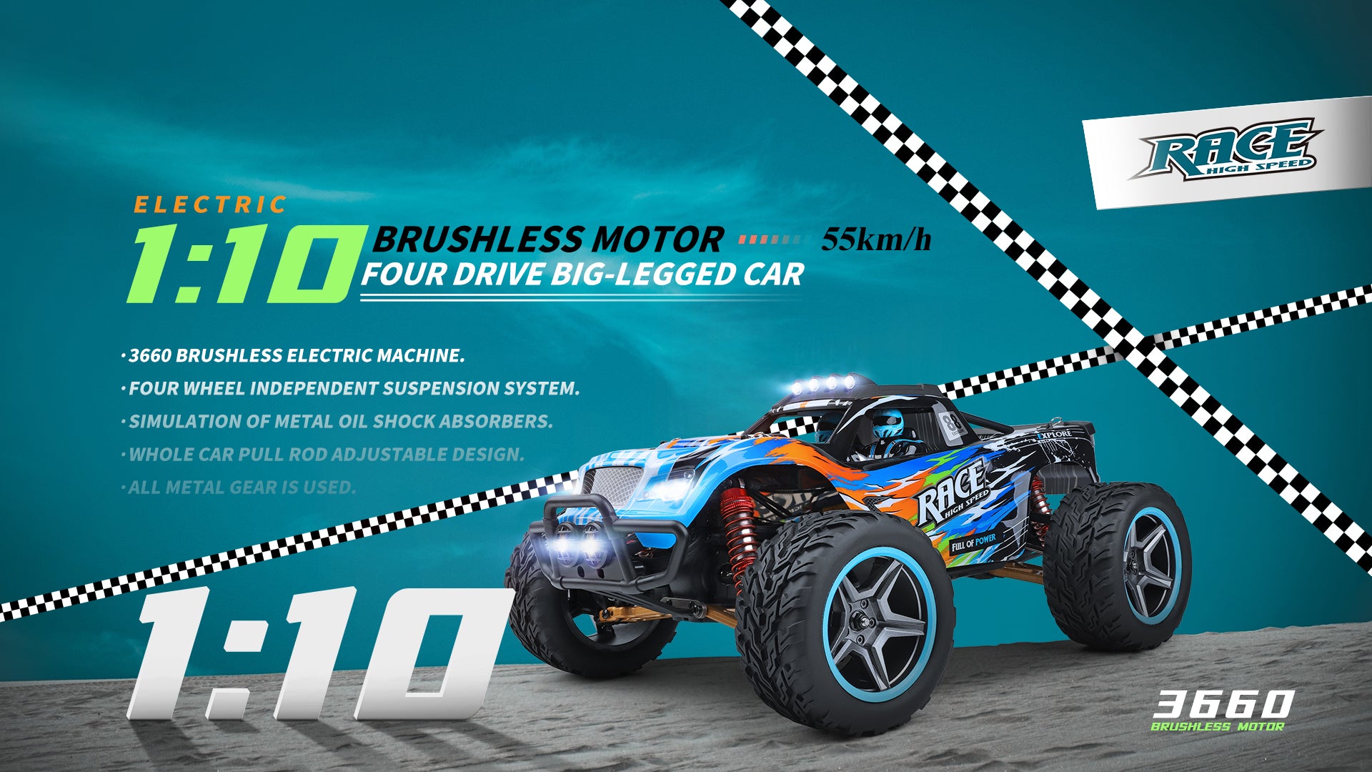 WLtoys 104019 1/10 55km/h 4WD Electric Remote Control  Off-road Drift Car