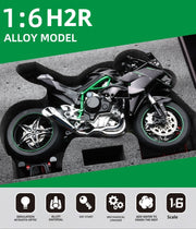 1:6 Kawasaki H2R Startup Sprayable Dynamic Alloy Diecast Model Bike with Sound and Light