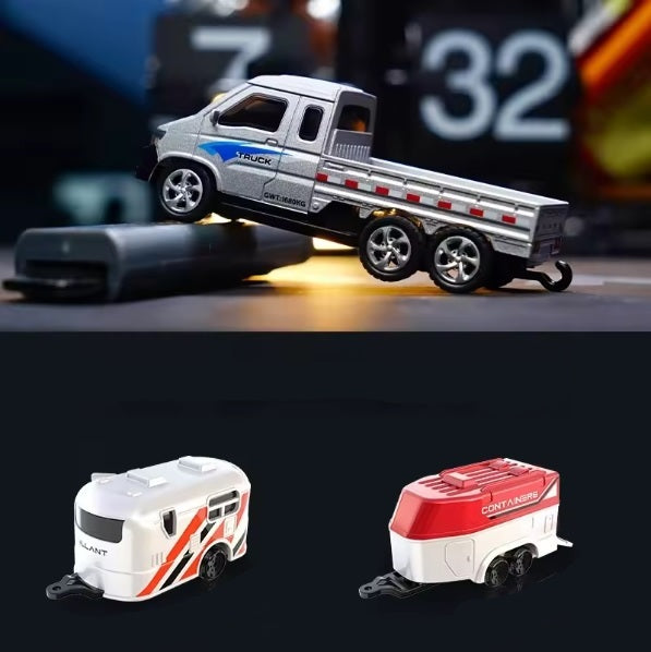 1:64 Mini Bluetooth Remote Control Van Truck with Trailer