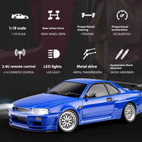 LDR/C LD1899 1:18 Nissan Skyline GTR R34 2.4GHz Metal Body Remote Control Drift Car