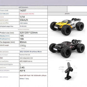 14207 MJX HYPER GO 1:14 Brushless RC Remote Control Car