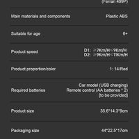 RASTAR 11KM/H 1:14 Ferrari 499P Remote Control Racing Car