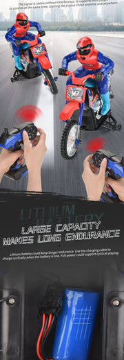 1/10 2.4GHz Electric Remote Control Spray Drift Racing Stunt Motorcycle with Lights