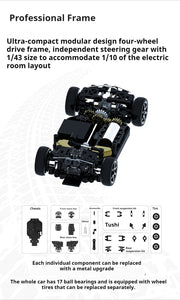 SNICLO CA51 1/43 19km/h 4WD 2.4GHz Mini Remote Control Drift Car