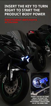1:6 Kawasaki H2R Startup Sprayable Dynamic Alloy Diecast Model Bike with Sound and Light
