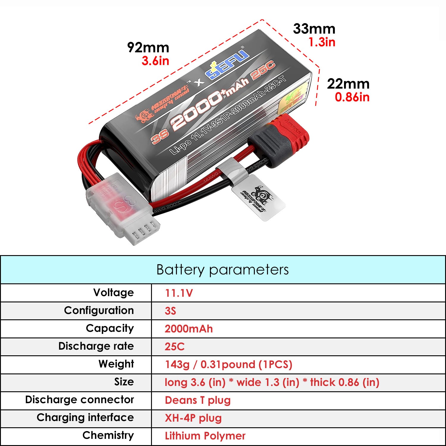 MJX HYPER GO 3S-(25C) 11.1V 2000mAh LiPo Battery