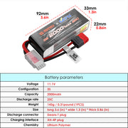 MJX HYPER GO 3S-(25C) 11.1V 2000mAh LiPo Battery with XT 60 female to Male and Battery Clip